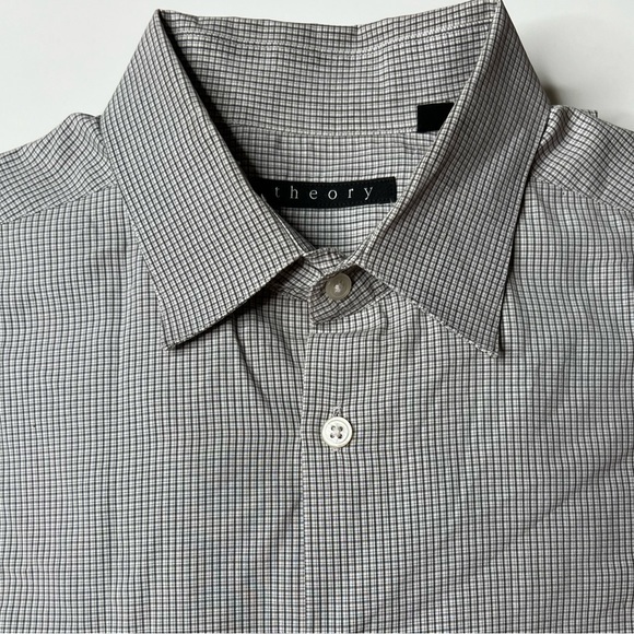 Theory Other - Theory Men’s Botton‎ Down Grey Check Size L 16 Collar 34-35 Dress Shirt